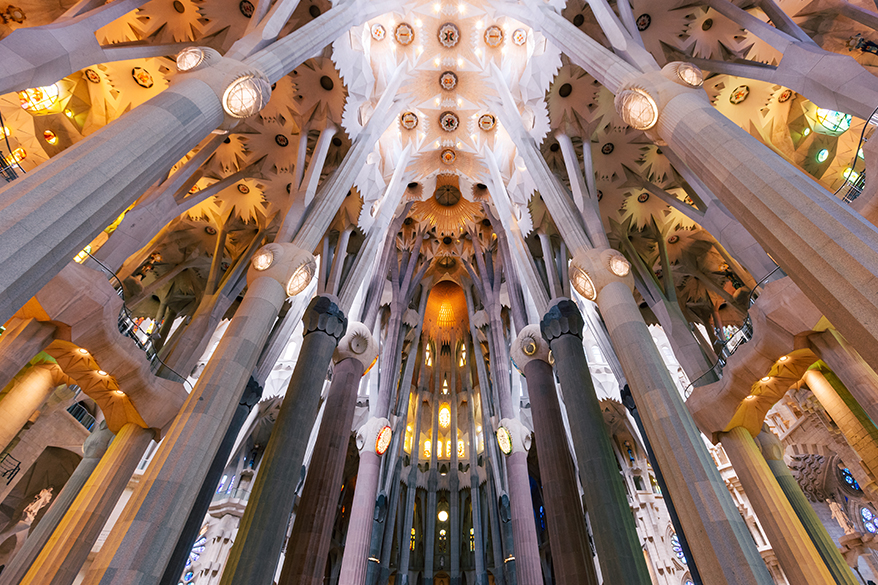 La Sagrada Família à Barcelone vue de l'intérieur