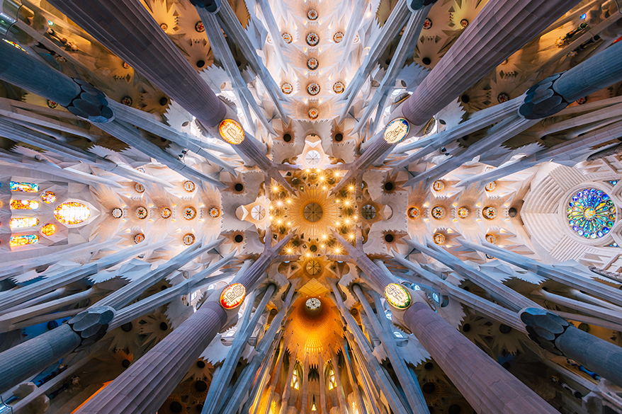 La Sagrada Família à Barcelone vue de l'intérieur