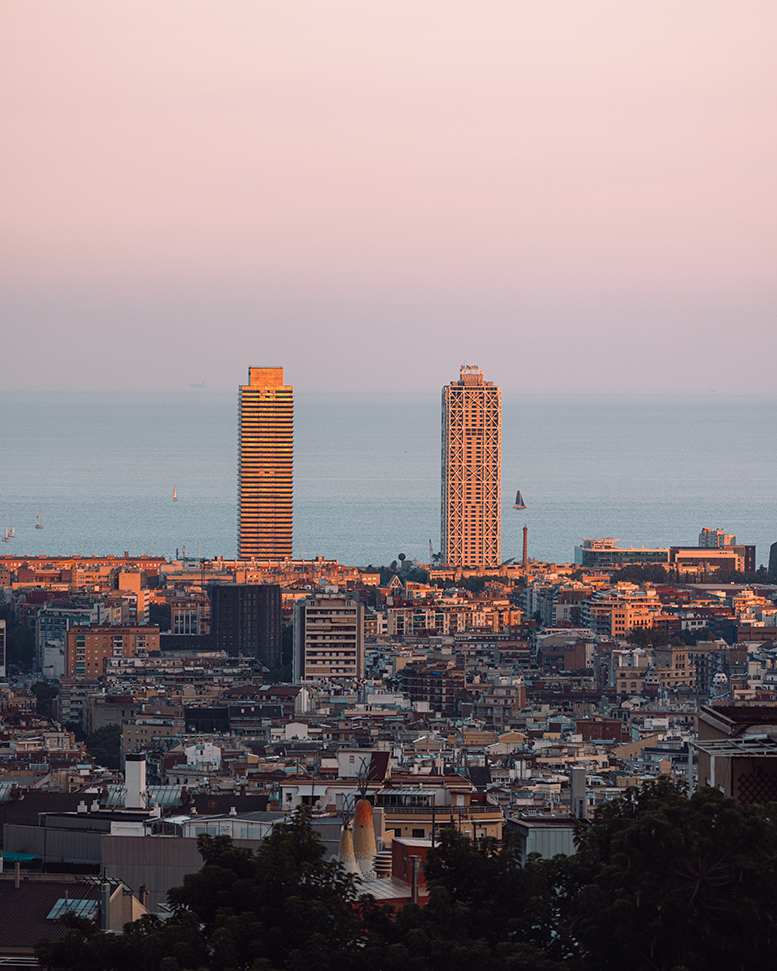 Coucher de soleil depuis les hauteurs de Barcelone
