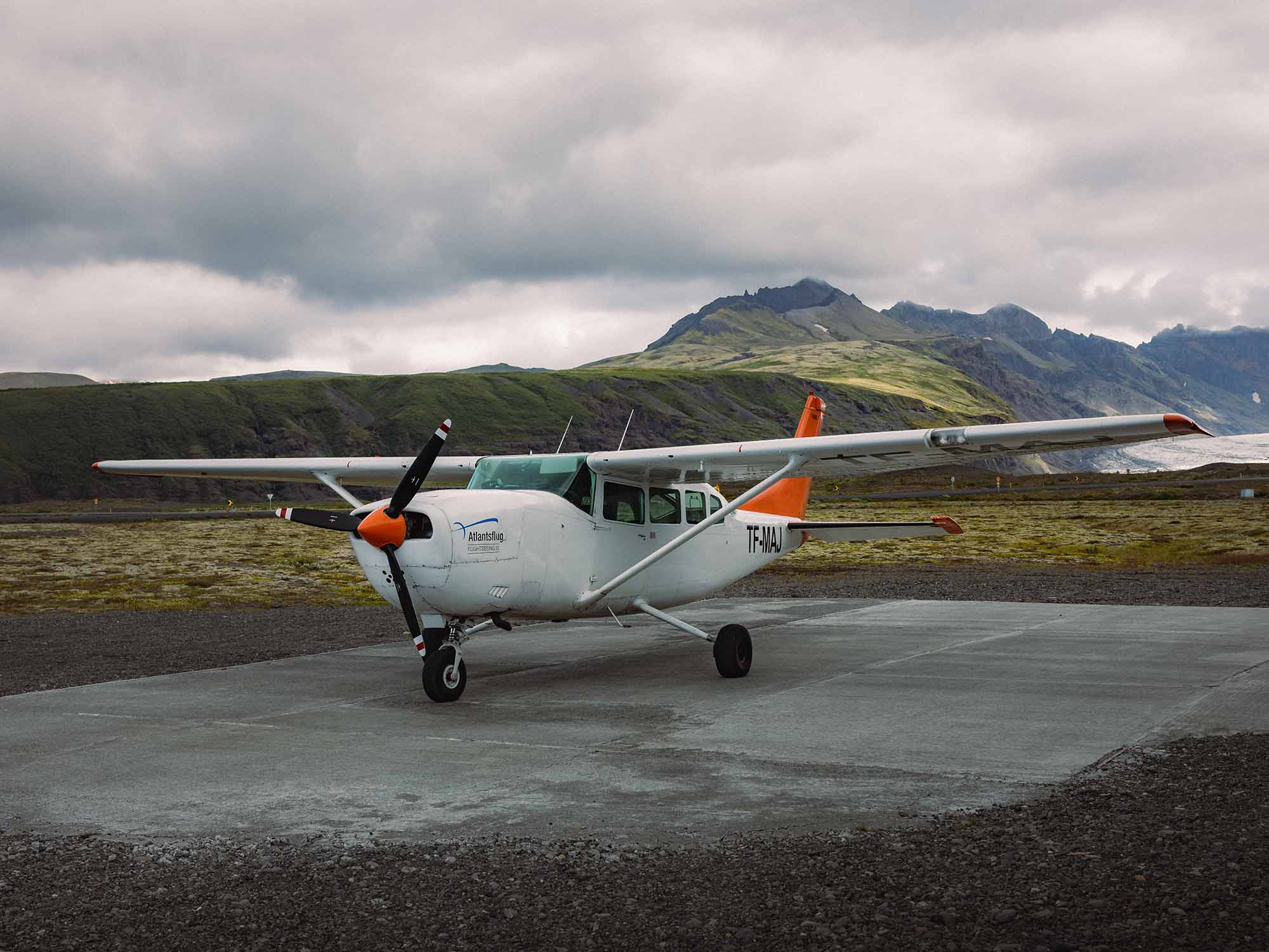 Atlantsflug vol en avion Islande