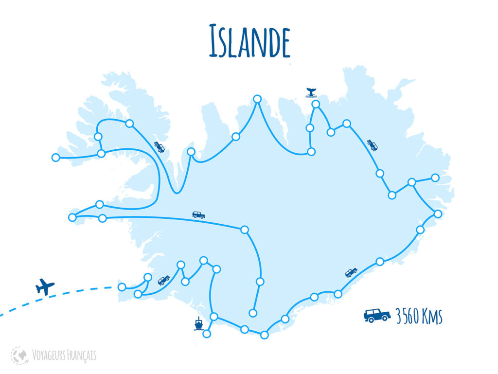 Itinéraire Islande - Carte de notre roadtrip