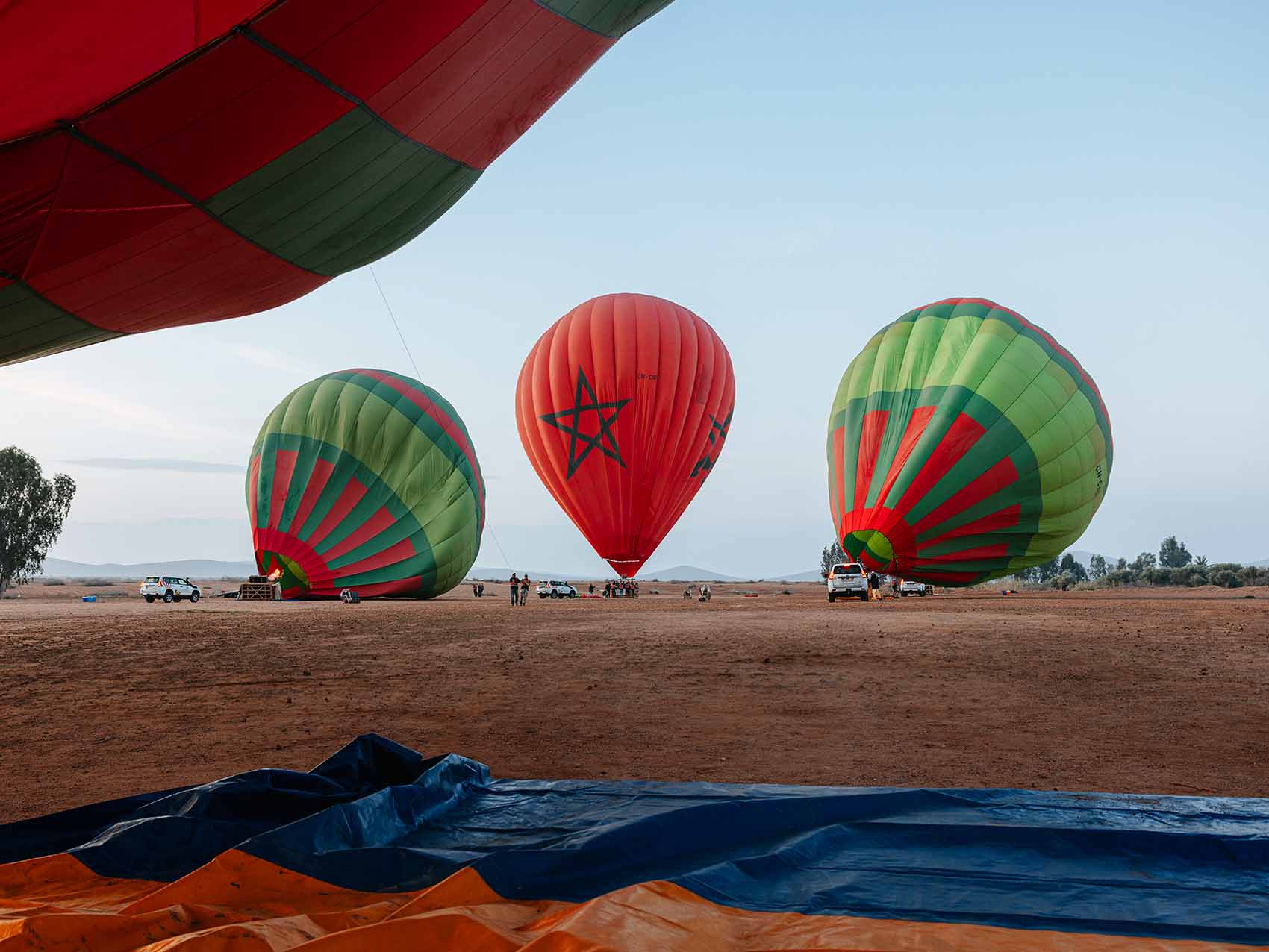 Vol en montgolfière à Marrakech - Gonflage des ballons