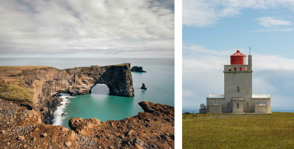 Point de vue depuis l'arche de Dyrhólaey en Islande