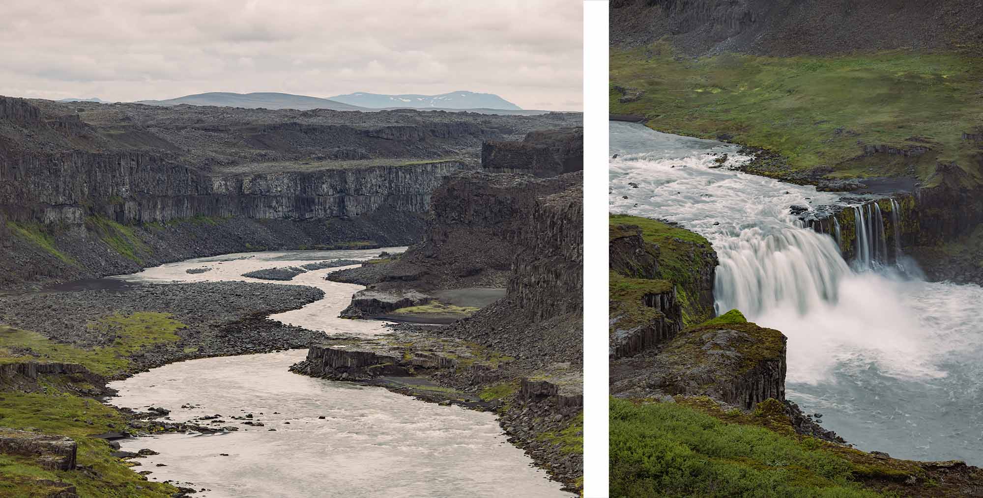 Nord de l'Islande : cascade de Hafragilsfoss