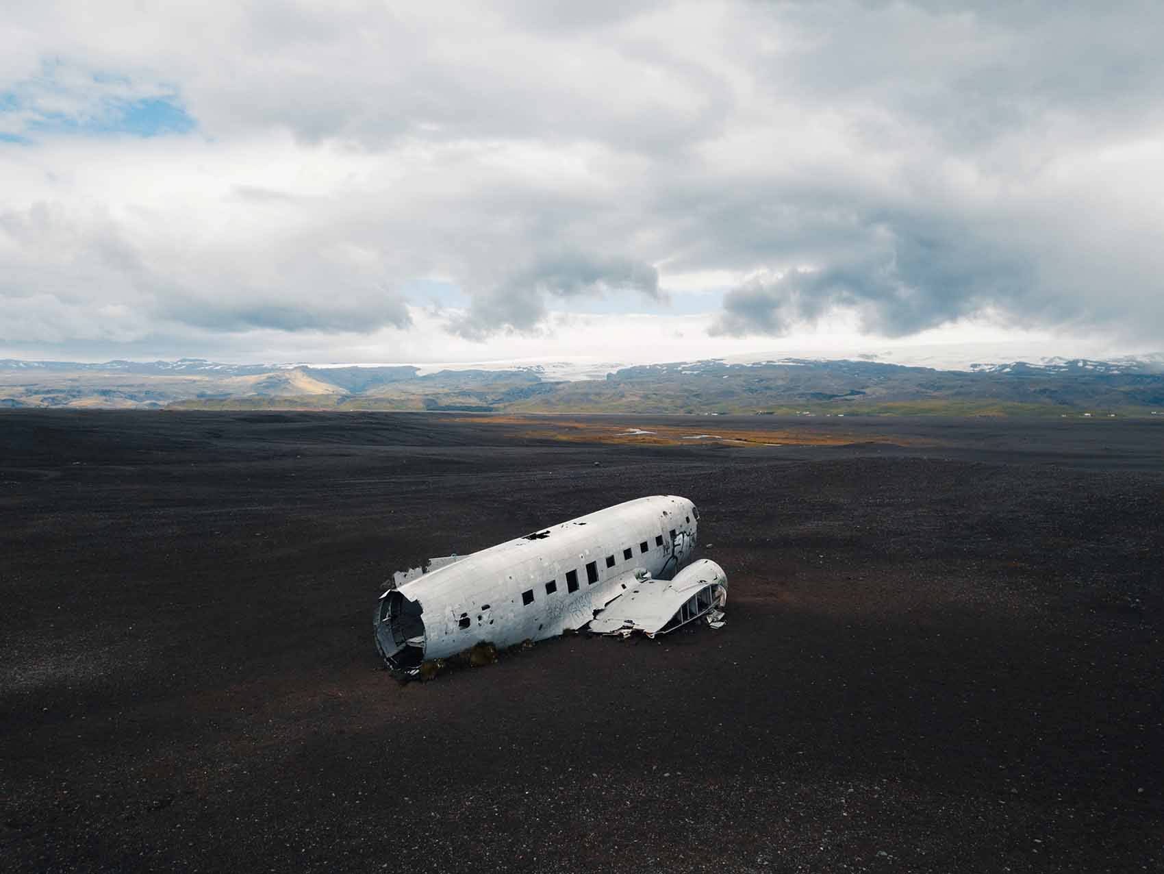 Cercle d'or de l'Islande : épave de l’avion DC-3 en Islande