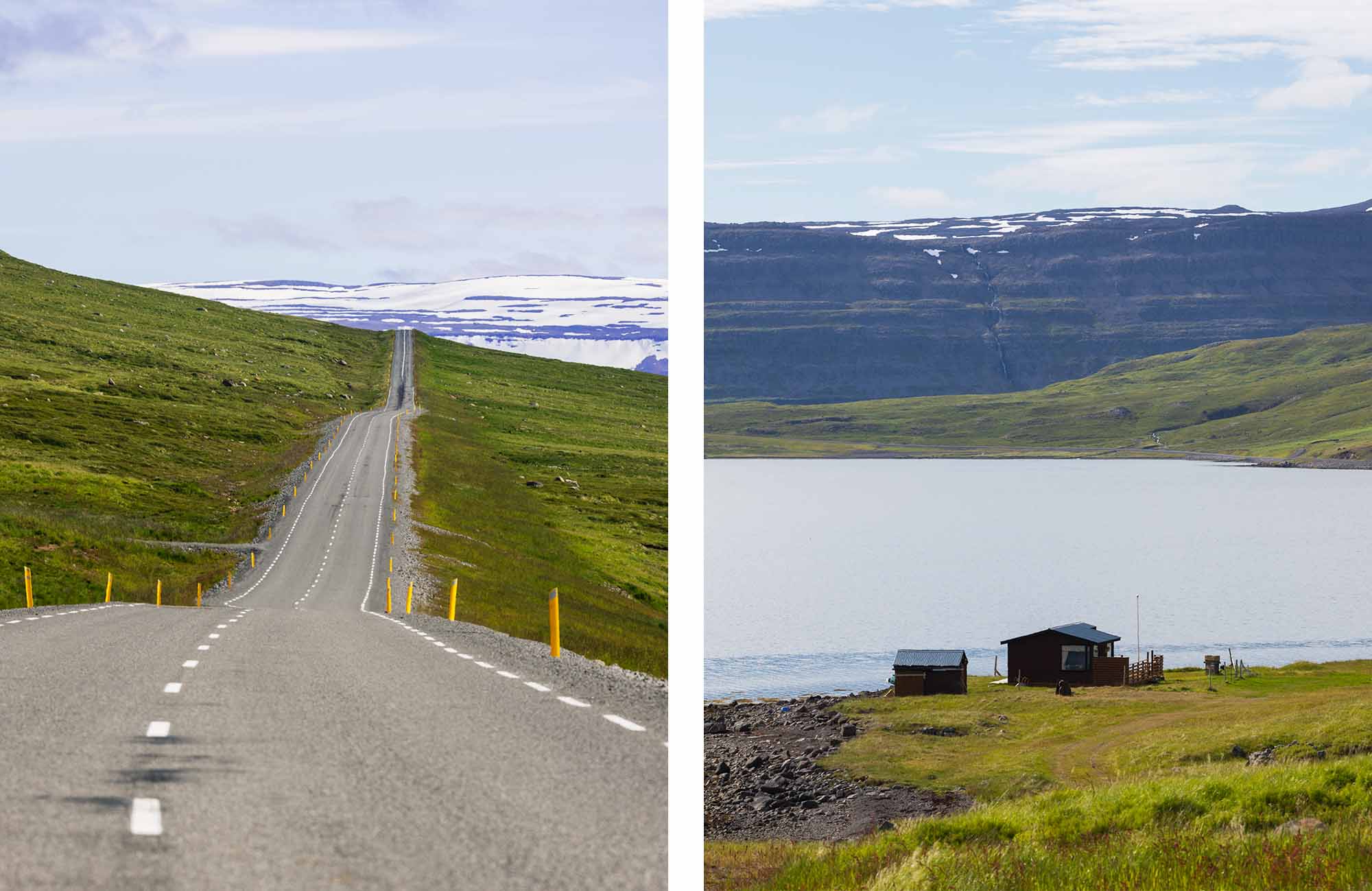 La route est belle dans les fjords de l'Ouest en Islande