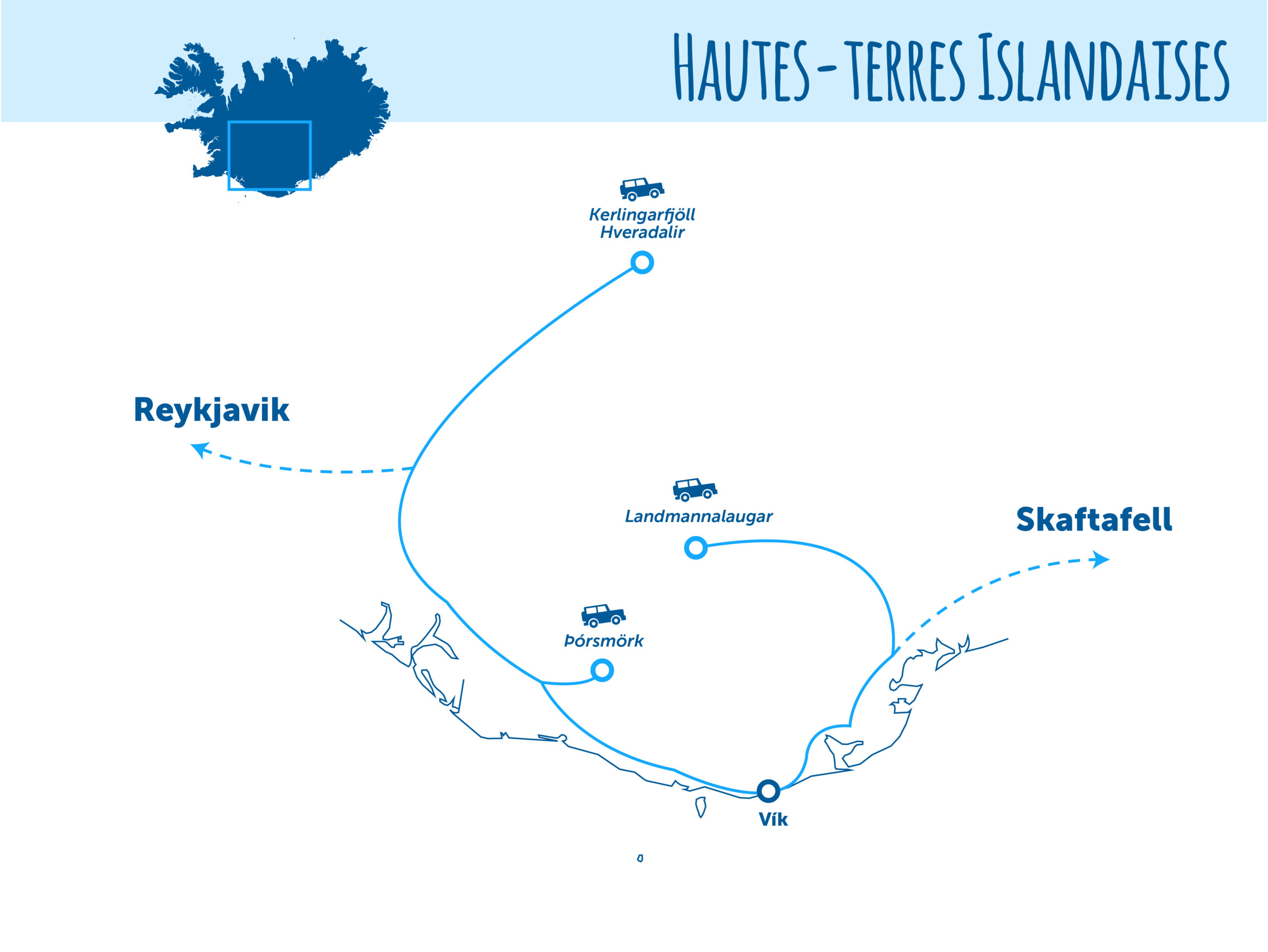 Carte des Hautes Terres en Islande