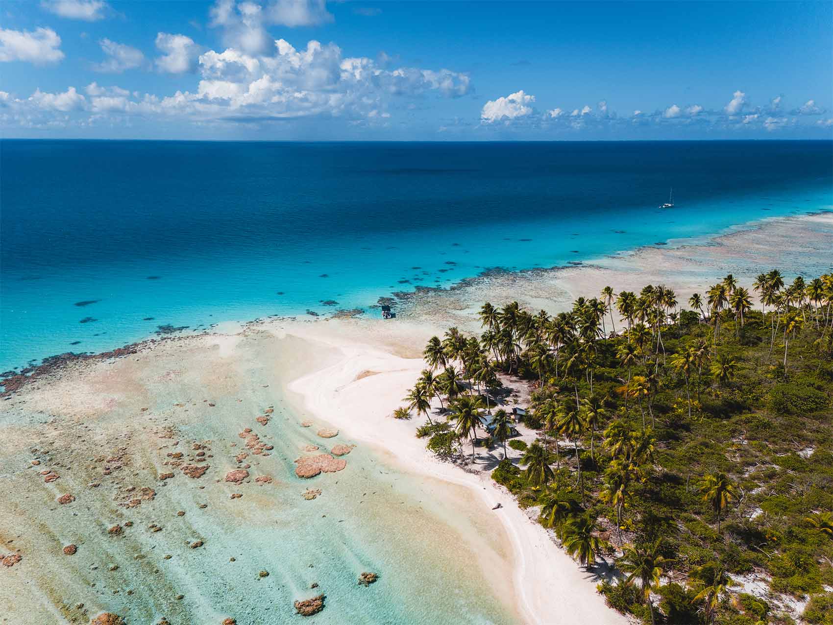 Île aux récifs à Rangiroa - Une de nos plus belles plages en Polynésie