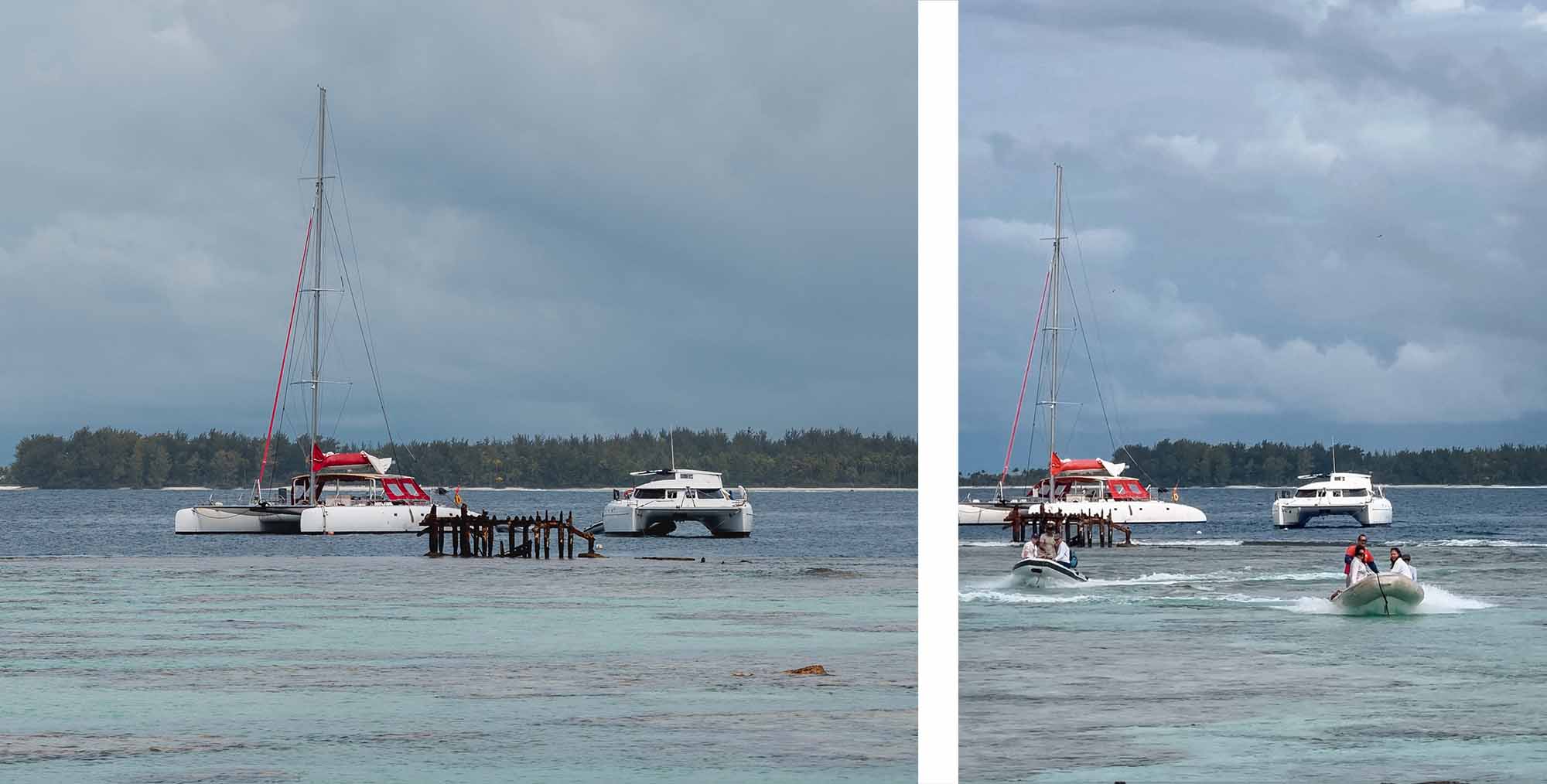 On accoste sur l'île à bord de zodiacs