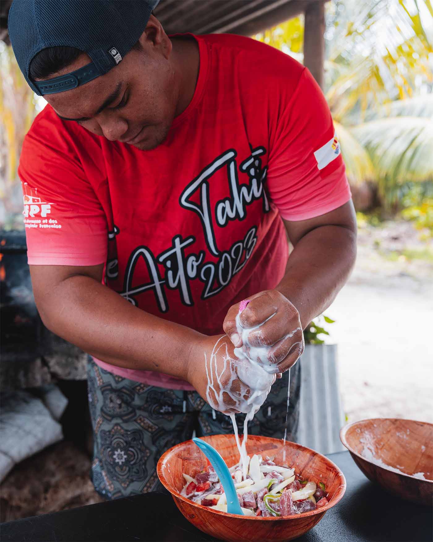 Préparation du poisson cru au lait de coco