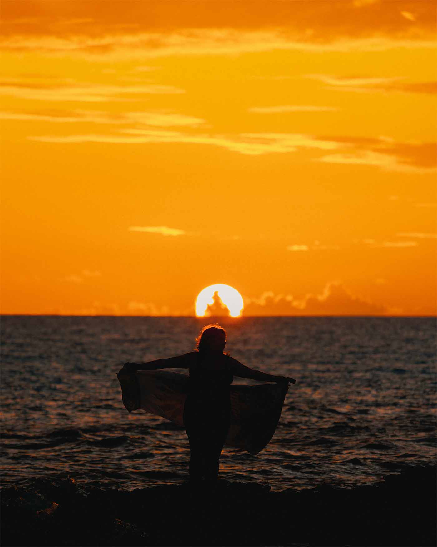 Coucher de soleil à côté du Fare Bleu à Tiputa - Rangiroa