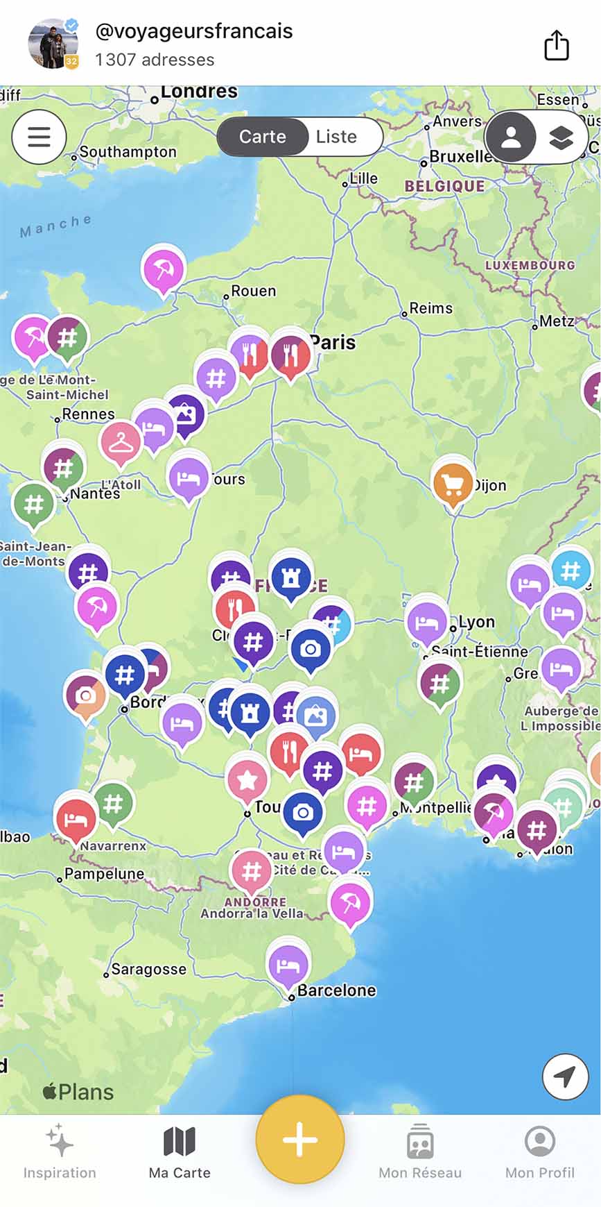 Notre carte de la France sur mapstr