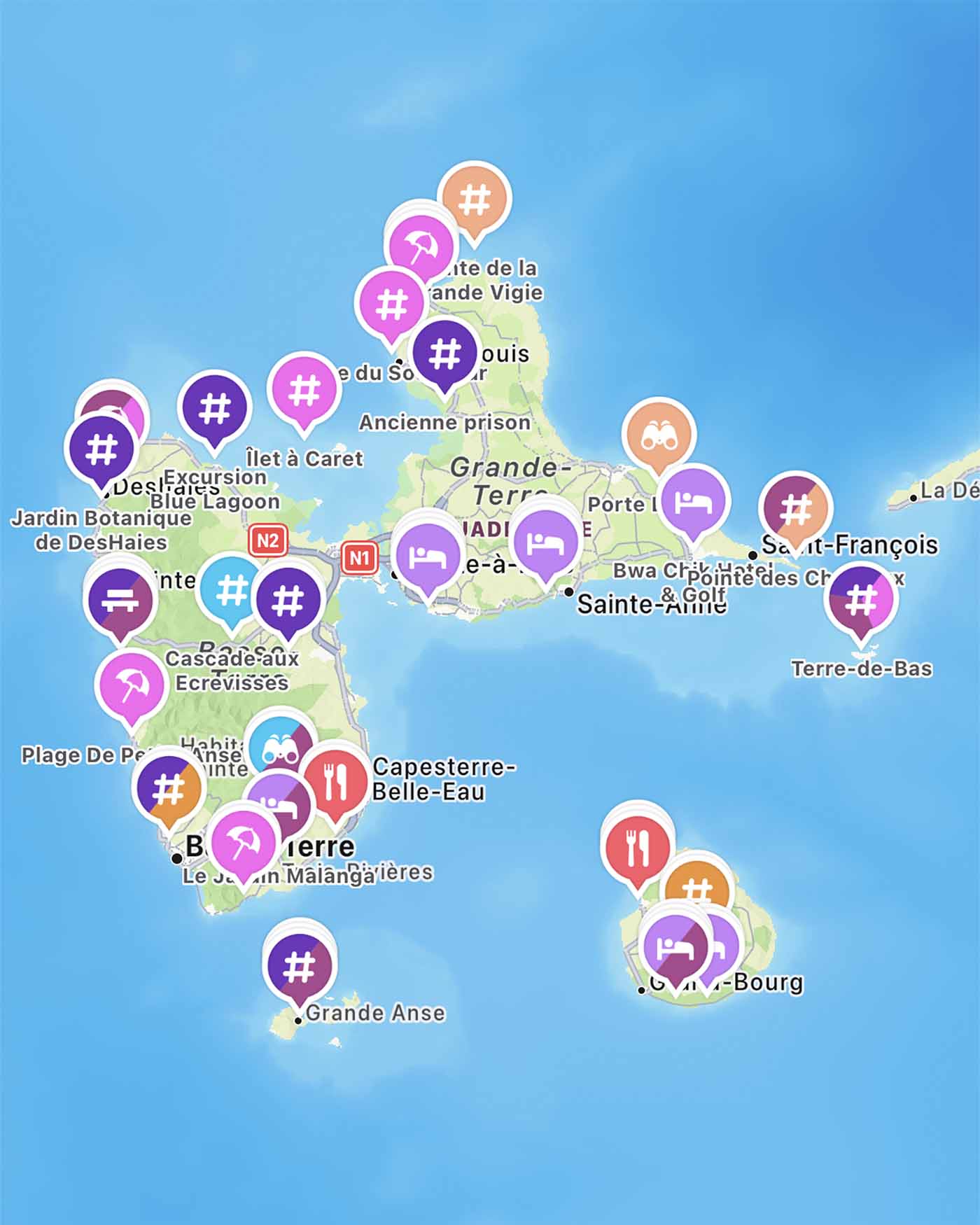 Notre carte de la Guadeloupe