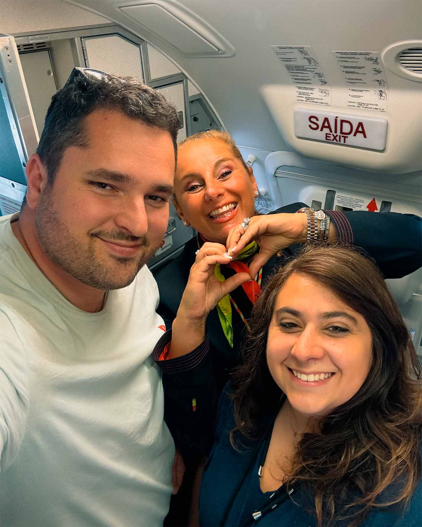 Selfie avec notre hôtesse Sonia de la compagnie TAP Air Portugal