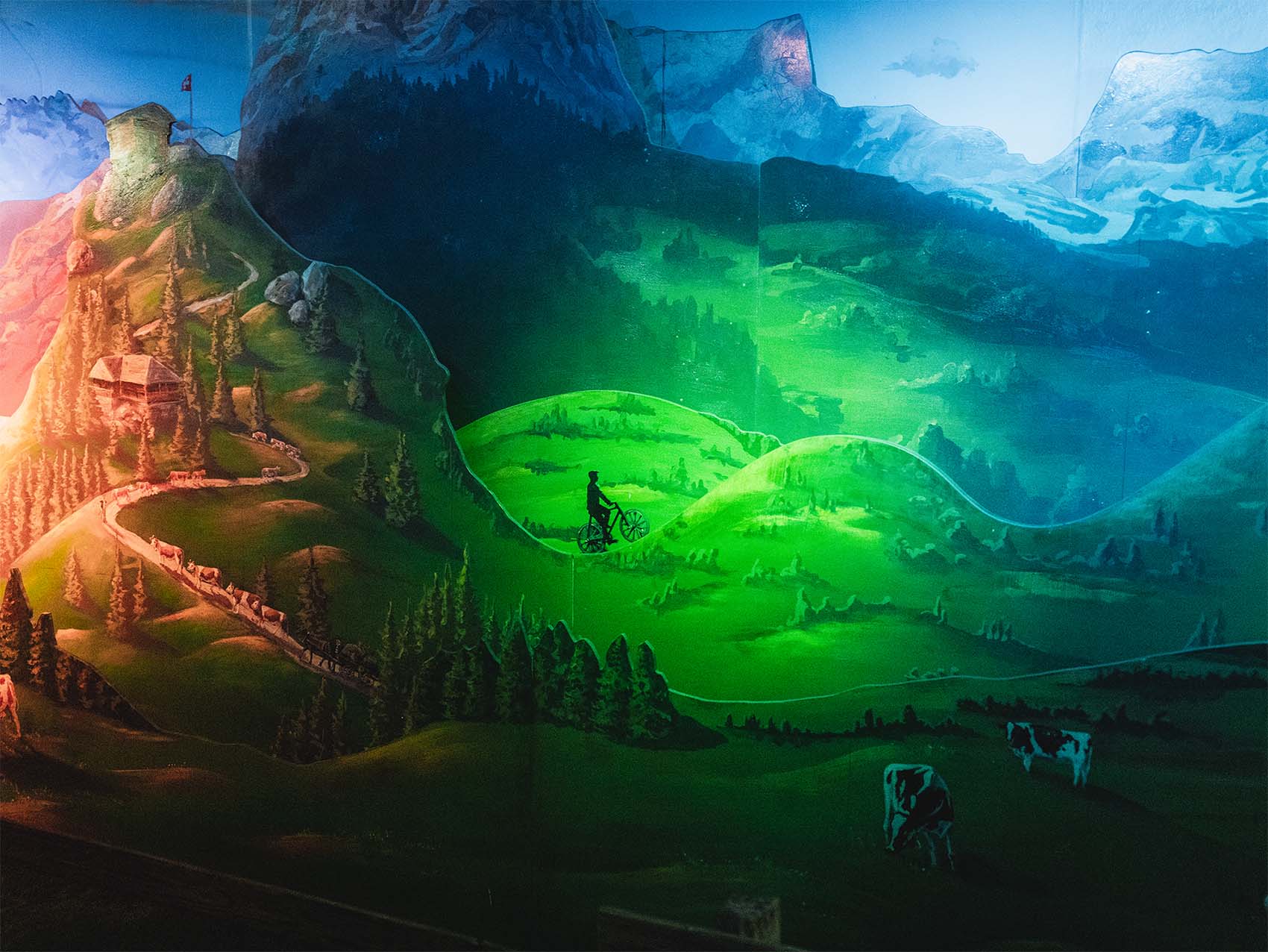 Jeu de lumière bleu et vert